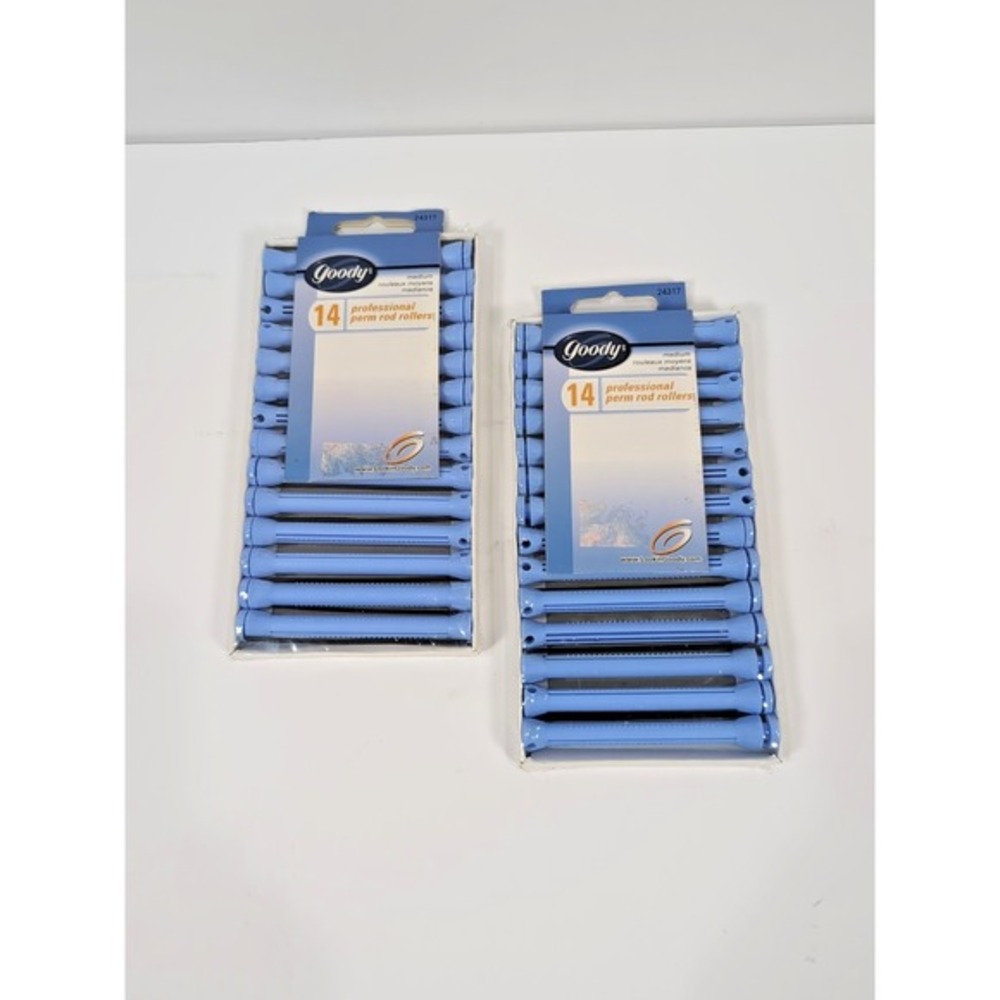 Goody Medium‎ Professional Perm Rod Curlers Blue 14 Pack Sealed Vintage Lot of 2